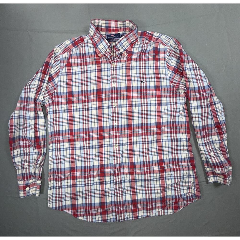 Vineyard Vines Shirt Mens Large Multicolor Plaid Slim Fit Tucker Long Sleeve